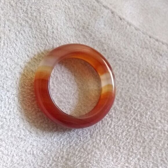 Apricot + Orange Bands ~ Agate Stone Band Size 7 ~ Friendship + Promise Rings - Picture 5 of 9